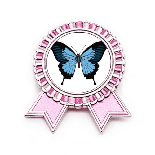 Broche spécimen bleu foncé en métal avec badge rose taille M pour personnaliser vos tenues