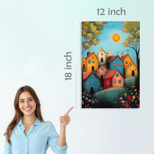 Image of SiddArtify Colorful Village Wall Art Prints Set - Whimsical Landscape Poster Decor for Living Room Bedroom Office - 12x18 inch Board Pack of 6