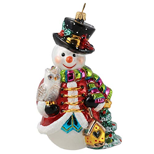 Miss Christmas 2026 Collection Fancy Snowman Blown Glass Christmas Tree Ornament (Snowman in Holiday Colors)