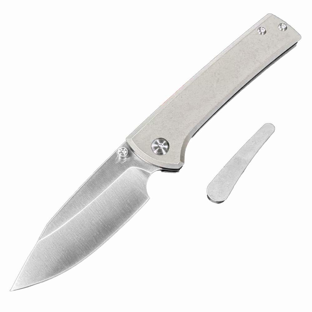 Klappmesser 7.7" Taschenmesser Einzigartig aus stahl m390 & Titan, Outdoor Survival Messer Camper Jagdmesser, Scharfes Einhandmesser praktische, Titanlegierung messer edc survival mit 2 x clip,Schädel