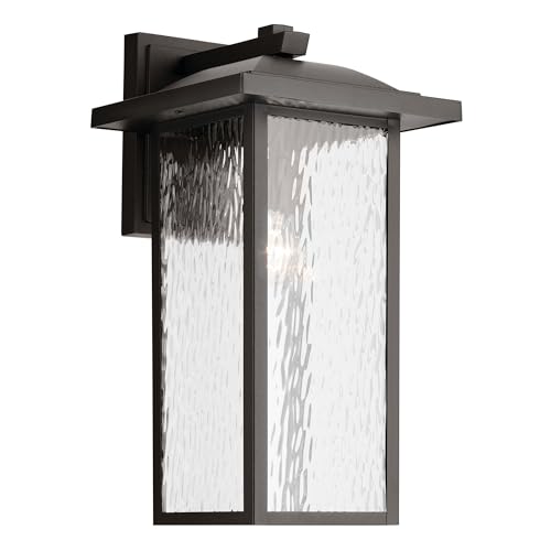 Kichler 20" Capanna 1-Light Extra-Large Wall Light with Clear Water Glass in Olde Bronze, for Porch, Patio, Garage, Front Door, (20" x 10.75"), 49928OZ