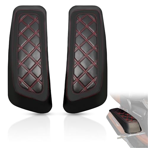 WOWTK Hard Saddlebag Lid Bra-Covers for Harley 2014-2024 Touring Road Glide FLTRX Electra Glide FLHT Road King FLHR Street Glide FLHX and Tri Glide models,w-Red Stitching