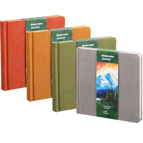 Mooliwe 4 Pcs Watercolor Travel Journal Watercolor Sketchbook Painting 5 x 5 Inch 300 GSM Cotton Cold Press Notebook for Painter Beginner Graduation Gift(Autumn Colors) by Mooliwe - Used condition - US$20.71