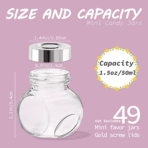 Syntic 49 Pcs Small Glass Favor Jars With Lids, 1.5 Oz Mini Candy Jars For Wedding Favors, Baby Shower, Gift Jars For Honey, Spice, Sugar Scrub, Body Butter, Jam, Herbs #TOP4
