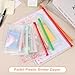 PATIKIL 6Pcs A4 Plastic Binder Zipper, Binder Pockets 12 x 9 Clear Envelope Folders Planner Waterproof Pouch Filing with Sequin Decor for Document Notebook Card Organizer, Light Purple
