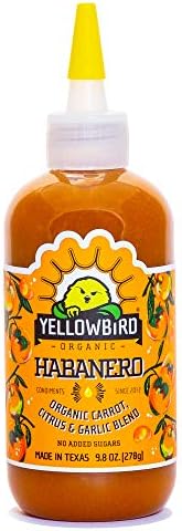 Organic Habanero Hot Sauce by Yellowbird - Organic Hot Sauce with Habanero Peppers, Garlic, Carrots, and Tangerine - Plant-Based, Gluten Free, Non-GMO - Homegrown in Austin - 9.8 oz