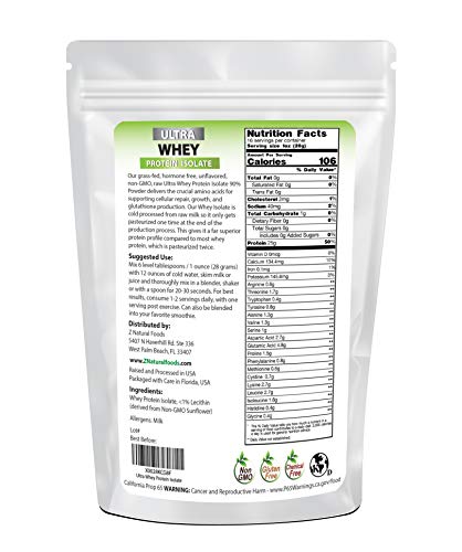 Whey Protein Isolate - Unflavored - All Natural Protein Powder Made In The Usa - Mix In A Smoothie, Shake, Drink, Or Recipe - Hormone Free, Unsweetened, Non Gmo, Kosher & Gluten Free - 1 Lb #TOP1
