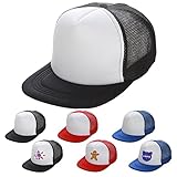 POVOKICI 10 Pack Sublimation Flat Billed Mesh Trucker Cap Blanks, Adjustable Leisure Hip Hop Basebal