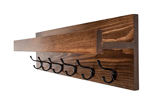 Wood Coat Rack With Shelf-Wooden Coat Rack Wall Mount Wall Coat Rack With Shelf-Entryway Shelf Entryway Coat Rack-Dog Leash Holder-Keys Rack (36" (9 Hooks)) #TOP5