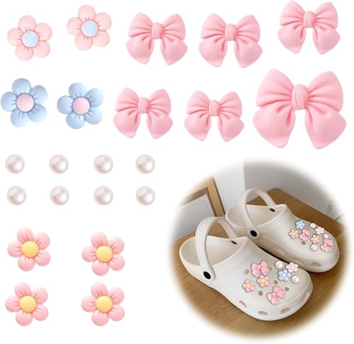 LeGeYo 22er Blumen‑ & Perlen‑Schuhcharms für Crocs und Schuhe mit Löchern Elegante Deko Clips für Mädchen Damen Kinder – Knopfmontage