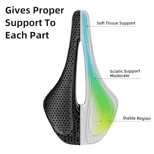 Image of ROCKBROS 3D Printed Bike Saddle 145mm Carbon Road Bike Seat | Carbon Fiber,Fit for MTB BMX XC Gravel Bikes