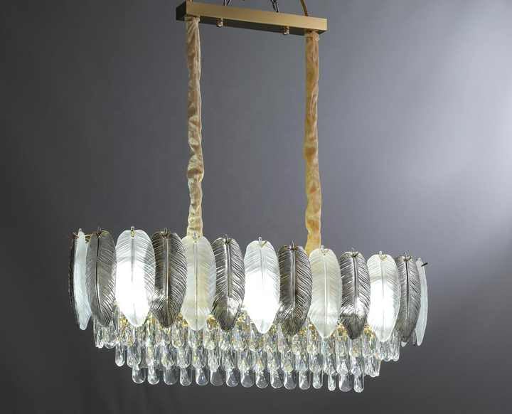 Image of Liner Crystal Chandelier for diningTable /Jhumar /Jhoomar Light for Hall, Chandelier for Living Room Smart Voice Assist (Google, Alexa), App Control 3 Color