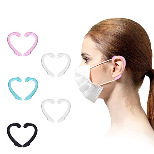 5 Pairs Ear Savers, Reusable Ear Protection Caps, Silicone Ear Protectors, Ear Protectors Hook, Soft Ear Hook for Adult & Kids (Four Color)