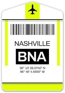 Squiddy Nashville Airport Code BNA Luggage Tag Style - Vinyl Sticker Decal for Phone, Laptop, Water Bottle (3" high)