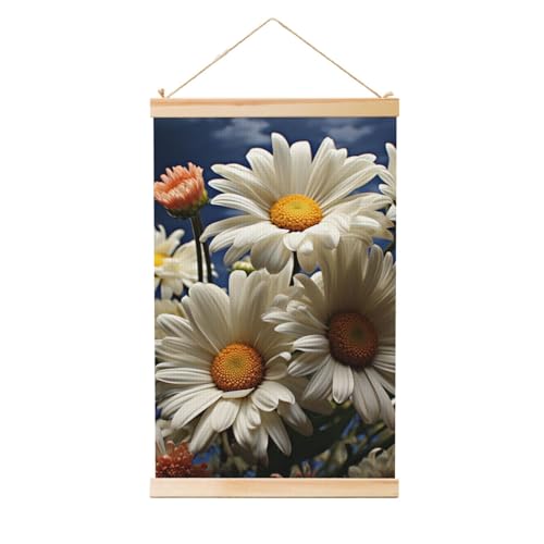 Peinture murale amusante marguerite pour relooker un mur vide avec cintre en bois toile