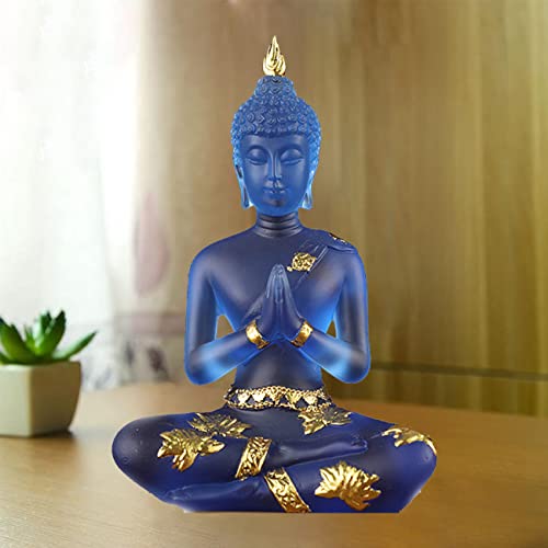 Buddha Statue, Chinese Feng Shui Sculpture Meditating Sitting Buddha Lucky Figurine Zen Decoration Glass Buddha Statue For Home Office #TOP2