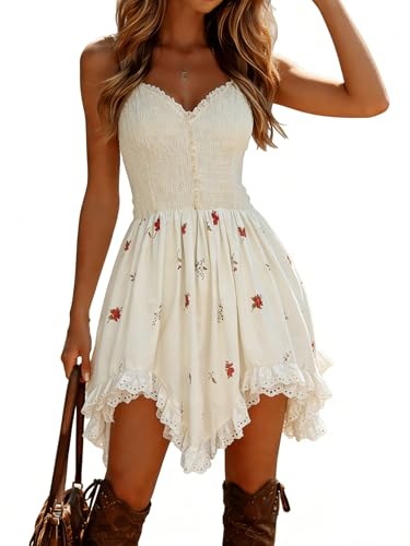 Spaghetti Strap Dresses for Women 2026 Summer Floral Mini Dress