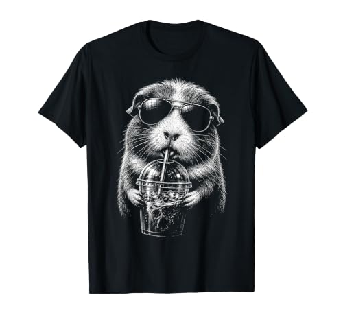 Cochon d'Inde Amusant Buvant du café glacé T-Shirt