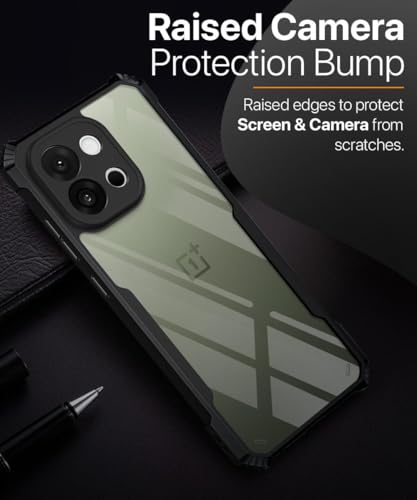 Image of WOW IMAGINE Shock Proof Clear Protective Back Case for 1+ OnePlus 13s 5G - AirEDGE Technology | 360 Degree Camera Protection | Transparent Hybrid Back Case Mobile Cover - Black
