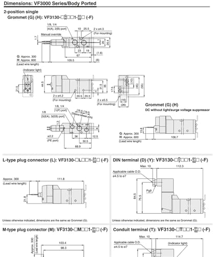Válvula de interruptor de presión VF5420-03 DC24V para series VF3130 y VF5220 6