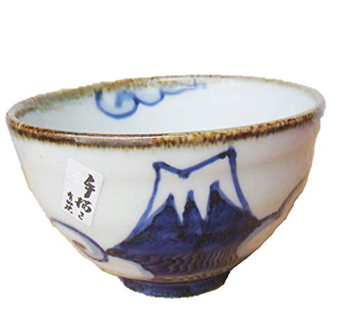 有田焼 手描き 富士山 ご飯茶碗 青 飯碗