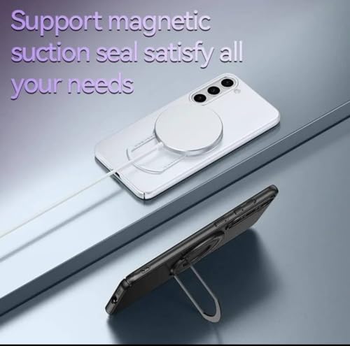 Image of Protective Phone Cover Compatible for Samsung Galaxy S23 Plus Case Silicone Ring Holder Kickstand Magnetic Slim Soft Rubber Protective Phone Cover - Blue Color