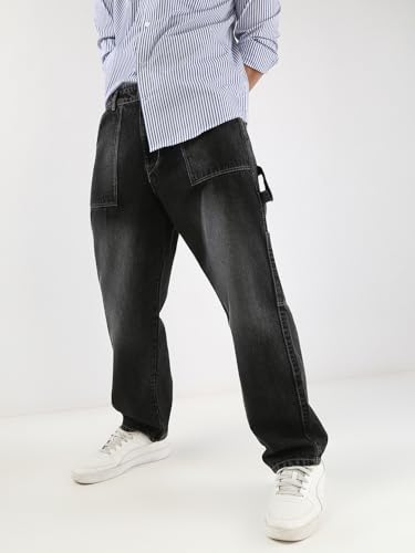 Image of Urbano Fashion Men's Loose Baggy Fit Cargo Carpenter Jeans with 6 Pockets Non-Stretchable