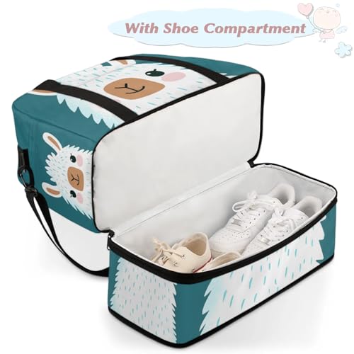Large Weekender Overnight Bags Animal Cute Cartoon Alpaca Travel Duffel Bag for Women Men Gym Bag With Shoe Compartment Foldie Travel Tote Bag Carry On Personal Item Bag for Travel Gym Sports4