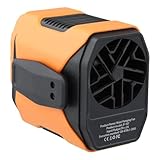 Wiederaufladbarer Taillen-Ventilator mit LED-Licht, 6000 mAh, tragbarer Hals-Ventilator, 3 Geschwindigkeiten, freihändige Kühlung für Outdoor-Arbeit, Camping, Wandern, Gelbgrün (Orange)