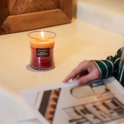 Homelights 3-Layer Highly Scented Candles - Apple Cinnamon, Hourglass Candles For Home - Burns Up To 45 Hours, Natural Soy Wax, Wooden Lid, 11.3 Oz,Medium Jar #TOP4