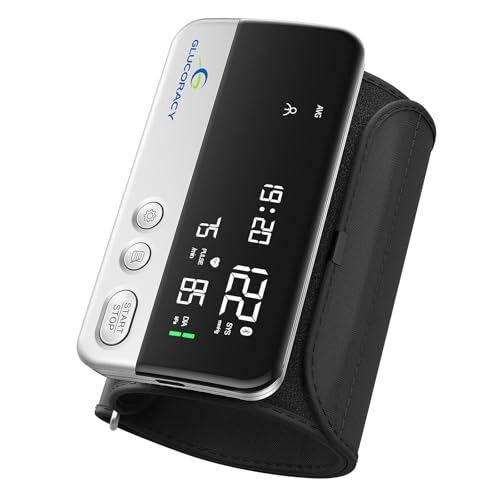 Image of Glucoracy Arm Blood Pressure Monitor for Home Use,Large Display,Silver | Portable One-Piece Blood Pressure Machine with Large Display and Adjustable 10.6 inch-16.5 inch Arm Cuff for Home Use