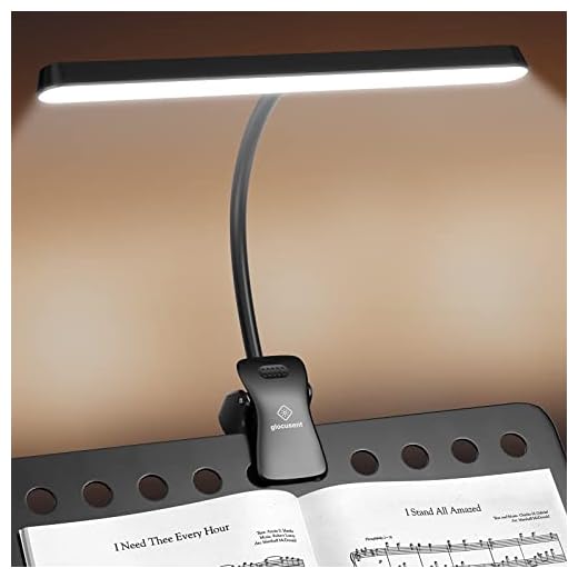 Glocusent 57 LED Superhell Notenpultleuchte, Augenpflege Anklemm-Klavierlampe, 3 Farben & 5 Helligkeiten, USB-C ladbar, lange Lebensdauer bis zu 140 Stunden, perfekt für Klavier, Noten