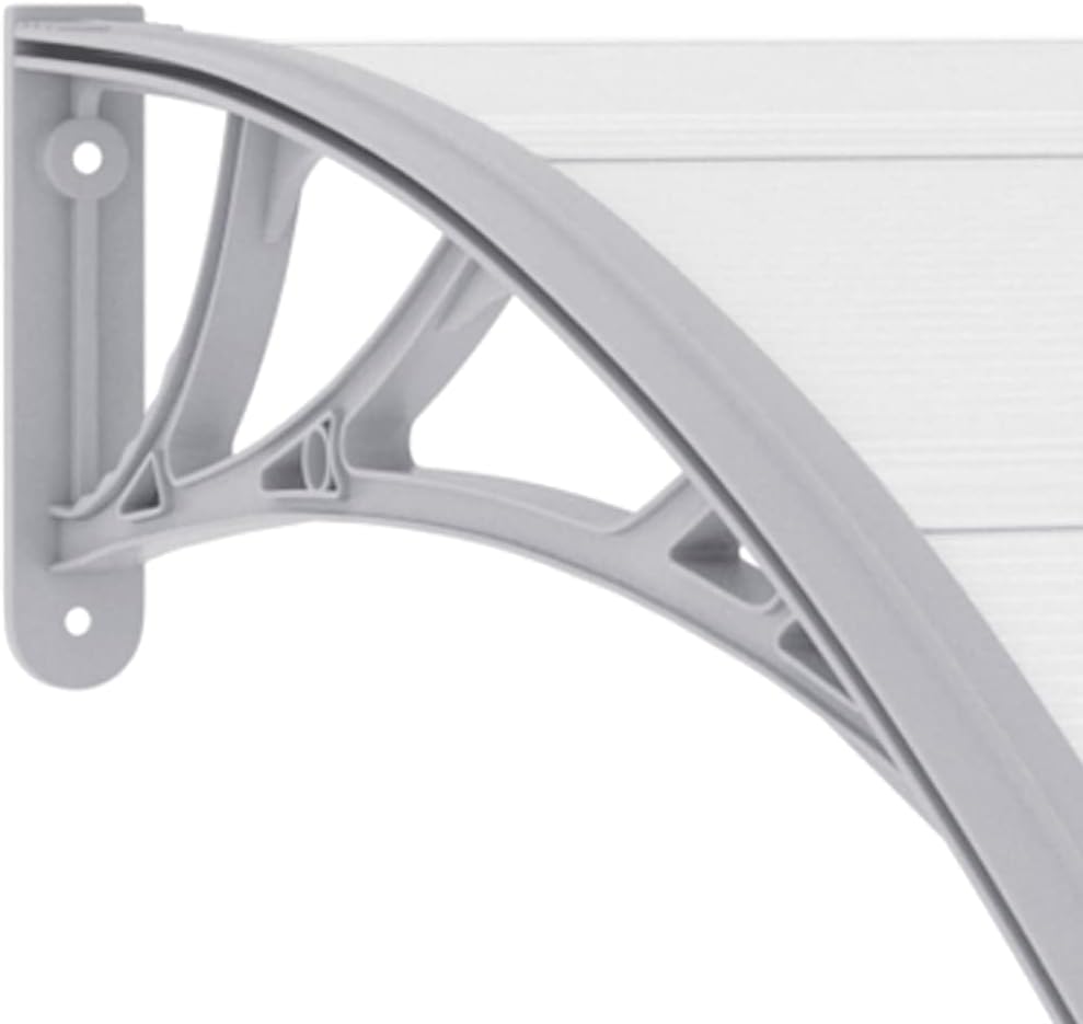 Close-up of a gray ABS support bracket for the door canopy, showing mounting holes.