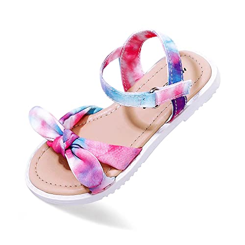 Kids Sandals Girls Glitter Open Toe Summer Shoes Hook And Loop Platform Lightweight Comfort Girls Bow Sandals For Toddler Big Kids Multi US6