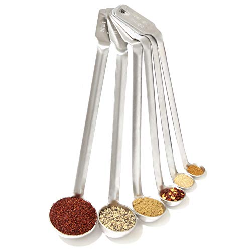 Super Durable, Heat Resistant Mini Ladle 6 Pk. Reach Easily Into Small Jars With Engraved Flair Handles. Stainless Steel Food Measurement Tools for Chefs and Home Cooks Great for Spices and Seasonings