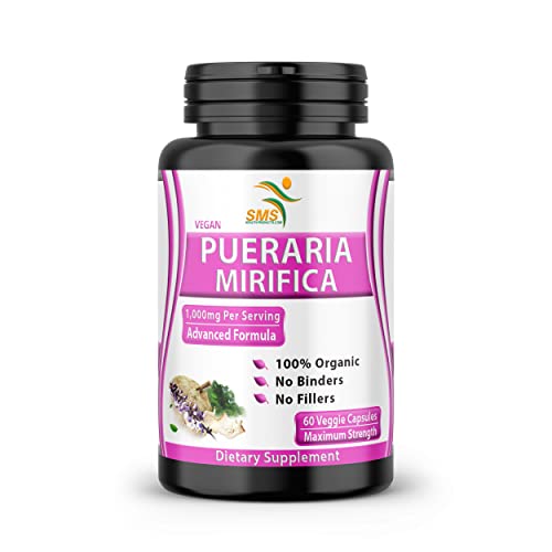 Pure Pueraria Mirifica Supplement 500mg Root Extract Powder Capsules Promotes Women’s Health, Breast Enhancement, Organic Natural Herbal, 60 Veggie Capsules