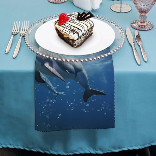 Servilletas de Tela con Delfines Lindo 4 Piezas miniatura 4
