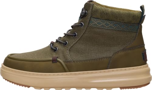 HEYDUDE Women's Remi Field Boot Waxed Canvas Boot, Dark Olive Size 8