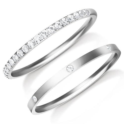 ZOOROO 2-Pack 14K Gold Plated Stacking Rings for Oura Ring 5/Gen 4/4 Ceramic/Gen 3 RingConn Gen 3/Gen 2 Air/Samsung Galaxy Ring/Ultrahuman Cubic Zirconia Simulated Diamond Stack Rings for Women