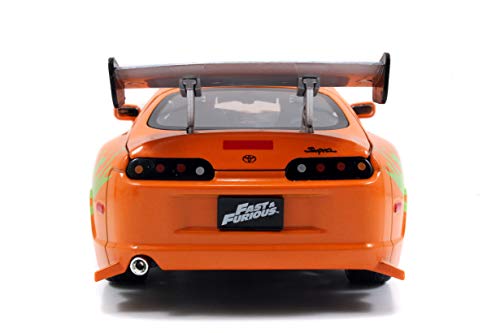 Jada Toys Fast & Furious Brian & Toyota Supra, 1:24 Scale Build N' Collect Die-Cast Model Kit With 2.75" Die-Cast Figure , Orange #TOP4