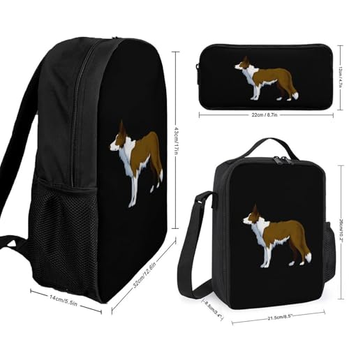 Shepherd Dog Classic Backpack Lunch Bag Pencil Case 3 Piece Set Travel Daypack2