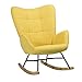 MEUBLE COSY Kelan Yellow Sedia a Dondolo Moderna Poltrona Relax con Braccioli E Alto Schienale per Soggiorno, Tela, Giallo, 69x84x97cm