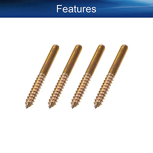 Image of M8x75mm Zinc Plated Carbon Steel Double Headed Hanger Bolts 2.95 inch Length Self Tapping Screw for Furniture Installation Bronze Tone 10Pcs