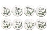 1 pc Mom Dad Aunt Uncle Grandma Grandpa Nana Papa to be Baby Shower Gift Favors badge pin 2.25' DIAMETER pinback button Back Palm Monstera leaf jungle nature theme