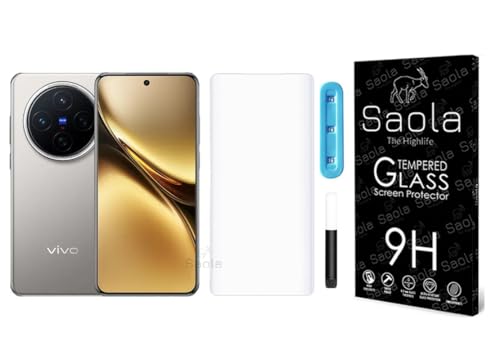 Image of Saola 1-Pack UV Curved Tempered Glass for Vivo X200 Pro | 9H Hardness | Edge-to-Edge Full Screen Coverage | UV Light Installation | Scratch Resistant | Case Friendly Screen Protector. (6.78 Inches)