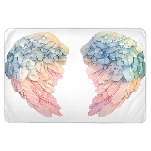 Takiito Pastel Angel Wings Bed Pad Reusable Bed Underpad Washable Waterproof Leak-Proof Quick Dry Incontinence Pee Pad for Toddlers Kids Adults Pets 34x52 in