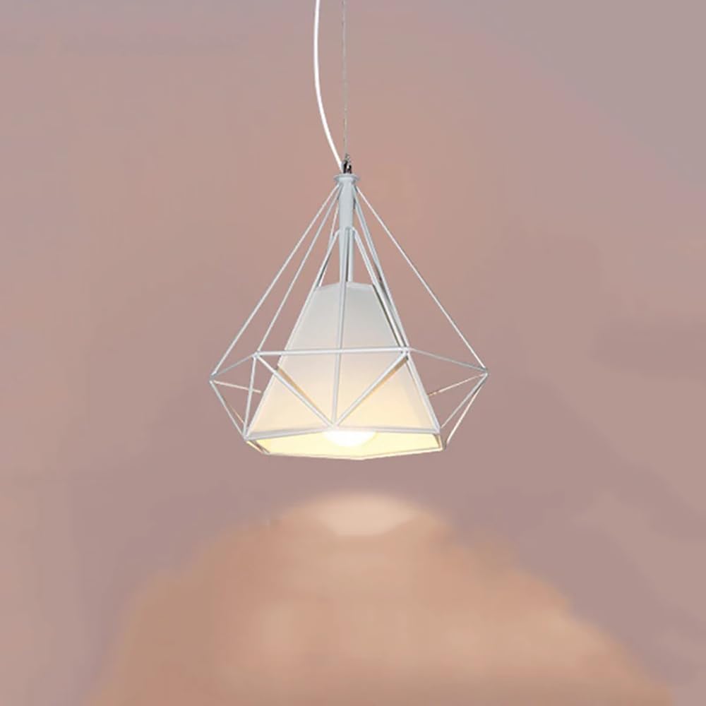 1-Lights Fabric Pendant Lights Fixtures Chandelier Lighting Modern Flush Mount Ceiling Light Retro White Length Adjustable Hanging Lamp E26 for Bedroom Kitchen Island Dining Room Living Room