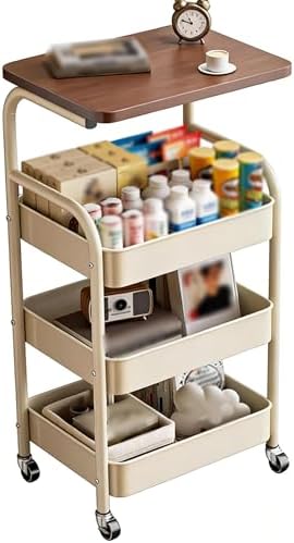 Heavy-Duty Rolling Kitchen & Craft Trolley with Wheels, Metal Storage Cart for Home Organization, 17.32"x11.81"x40.55" - Versatile Utility Cart for Kitchen, Crafting, and More