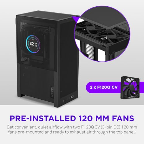 Image of NZXT H2 Flow - Mini-ITX 20.7L High Airflow PC Case - Includes 2 x 120mm Top Fans & PCIe 5.0 Riser Cable - 331mm GPU - 280mm Radiator - Black