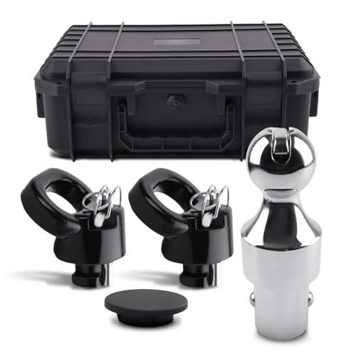 maXpeedingrods Gooseneck Hitch Ball Kit for Dodge RAM 2500 3500 2013-2026 Puck System 2-5/16 Inch Gooseneck Ball 38 000 LBS for Truck Bed with 2 Pack Safety Chain Anchors